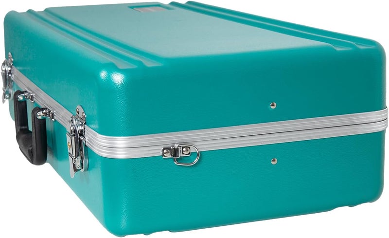 Crossrock ABS Trumpet Case for Bb Horn | Mint Blue Finish, Burgundy Velvet Interior, Security Lock, Metal Feet & Detachable Strap - Image 5